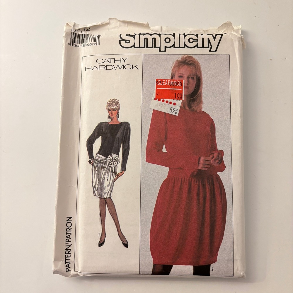 VTG 80s Cathy Hardwick Simplicity 8415 Pleated Drop Waist Dress Pattern Bust 34